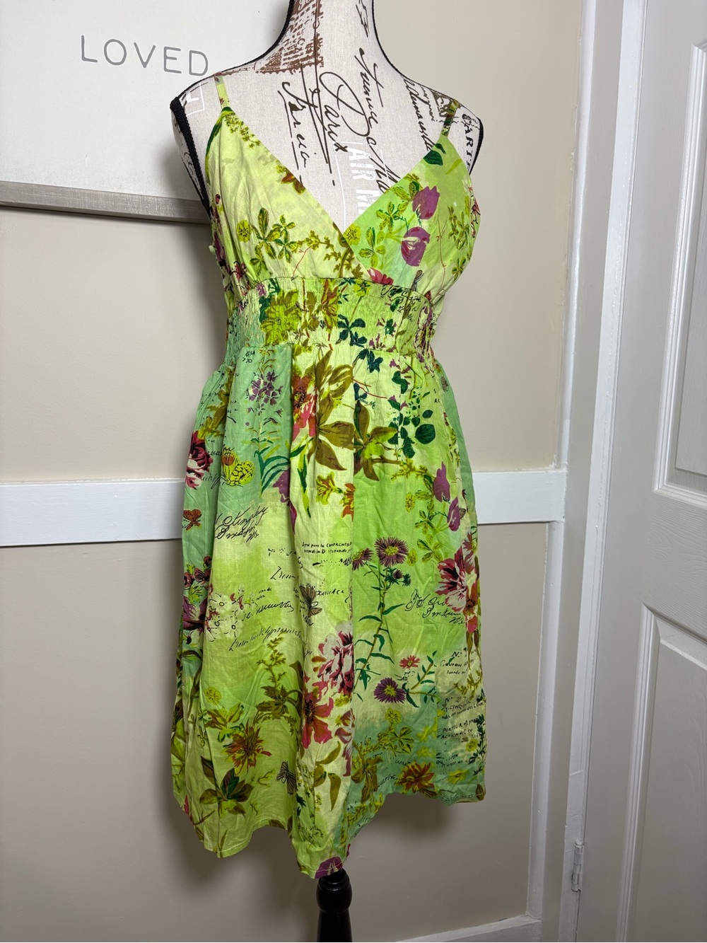 Kaviya Floral Cotton Sundress Smocked Empire Waist Boho Size L - Picture 2 of 12